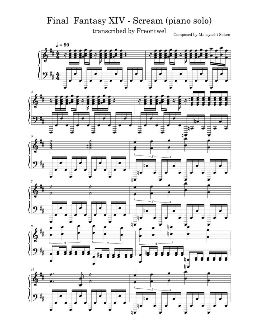 Final Fantasy XIV - Scream (piano solo) Sheet Music for