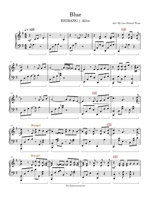 Blue – BIGBANG | For Piano solo