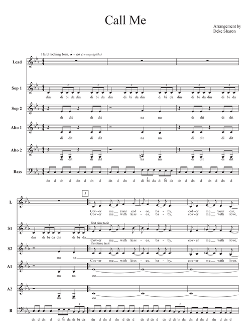 Call Me (Arr. Deke Sharon) - Blondie (Choral, SATB divisi)
