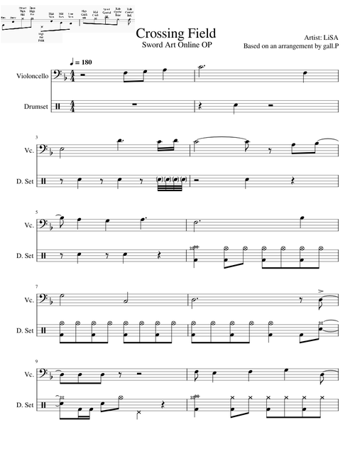 Crossing Field (Sword Art Online OP) - Drum Tab