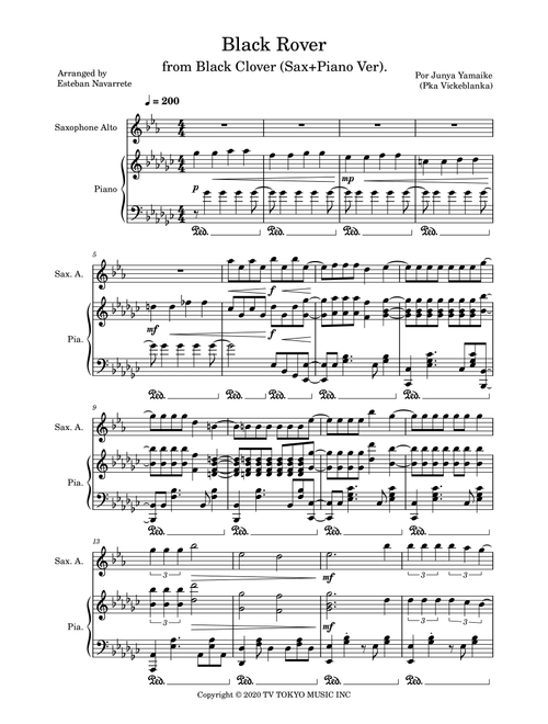 Black Rover (Arr. Esteban Navarrete) - Junya Yamaike (Pka Vickeblanka) (Instrumental Duet and Piano)
