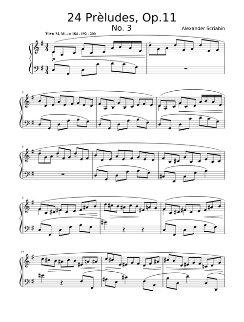 24 Preludes, Op.11, No.3 - A. Scriabin