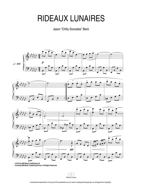 Rideaux Lunaires - Chilly Gonzales, Jason Beck (Piano Solo)