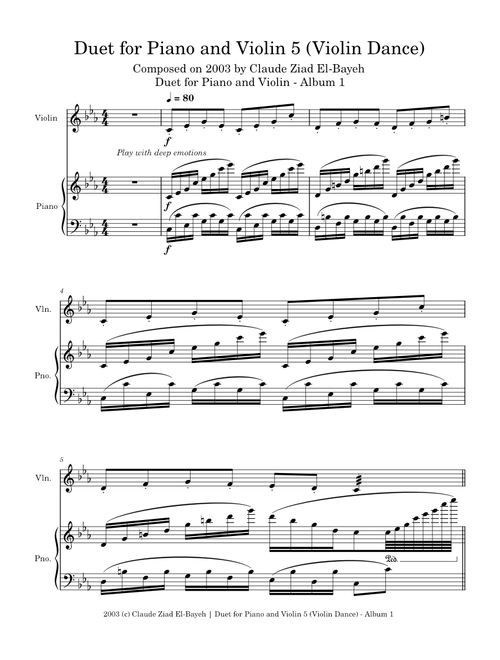 Claude Ziad El-Bayeh - Duet for Piano and Violin 5 (Violin Dance) - Composed in 2003