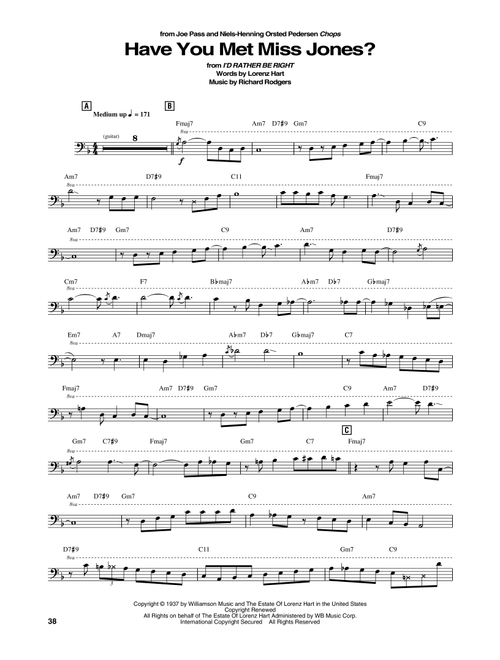 Have You Met Miss Jones? - Joe Pass and Niels-Henning Orsted Pedersen (Bass Transcription)
