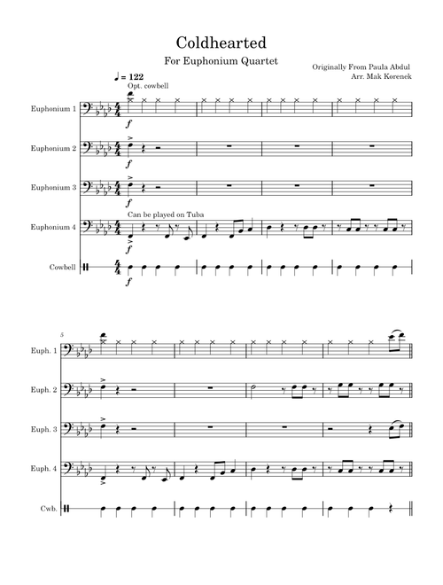 Cold-hearted – Paula Abdul Coldhearted (Euphonium Quartet)