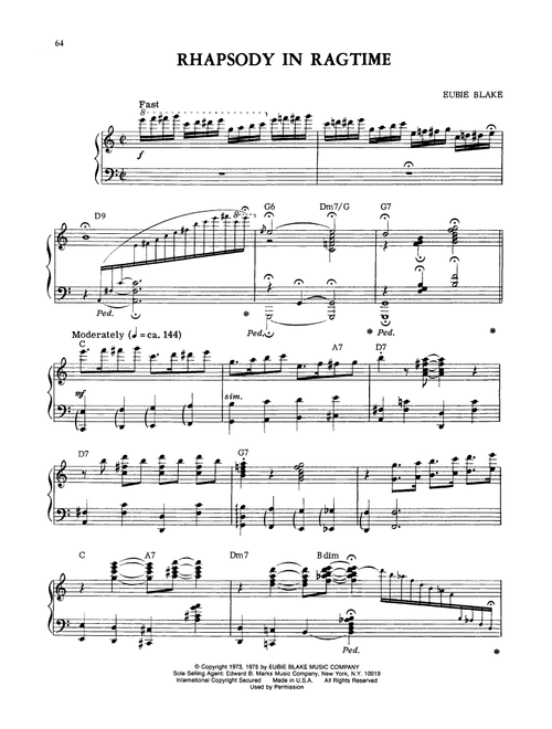 Rhapsody In Ragtime - Eubie Blake (Piano Solo)