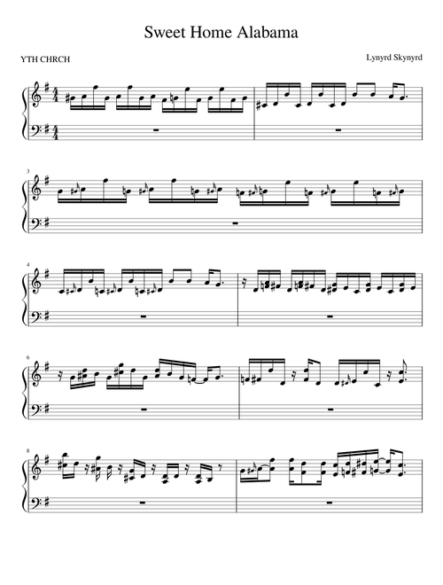Sweet Home Alabama Piano Solo