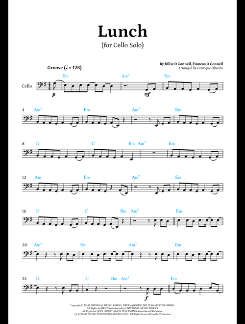Lunch (Arr. Henrique Oliveira) - Billie Eilish (Cello Solo)