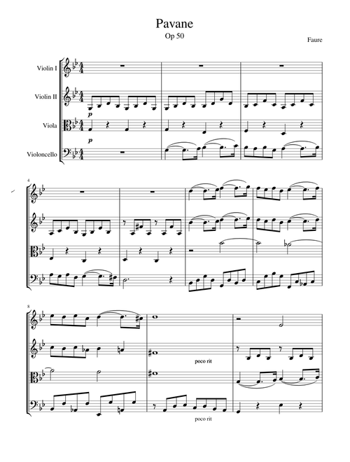Pavane String Quartet Faure