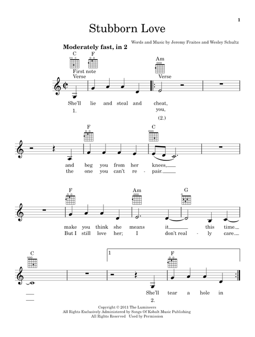 Stubborn Love - The Lumineers (Ukulele)
