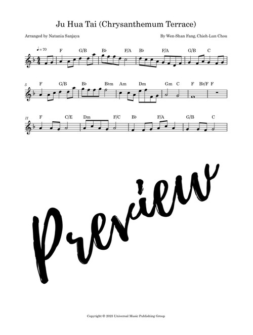 Ju Hua Tai (Arr. Natania Sanjaya) - Jay Zhou (Lead Sheet - Fake Book)