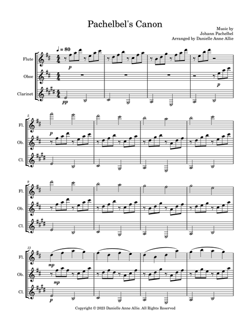 Pachelbel's Canon (Arr. Danielle Anne Allie) - Johann Pachelbel (Woodwind Ensemble)