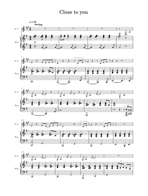 Close to You – Carpenters Close to you ClPno