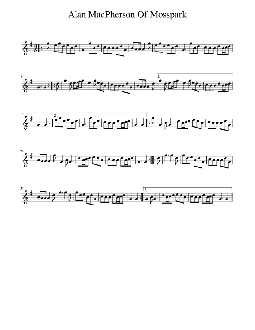 Alan MacPherson Of Mosspark Sheet Music for Piano (Solo) easy ...