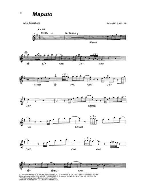 Maputo - Bob James and David Sanborn, David Sanborn (Alto Sax Transcription)