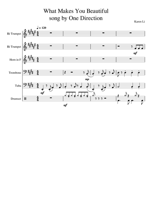 What makes you beautiful – One Direction What makes you beautiful brass quintet - Karen Li