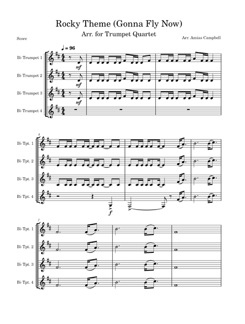Rocky Theme, Arr. for Trumpet Quartet