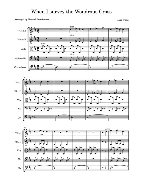 When I survey the Wondrous Cross (Arr. Manuel Premkumar) - Isaac Watts (String Ensemble)