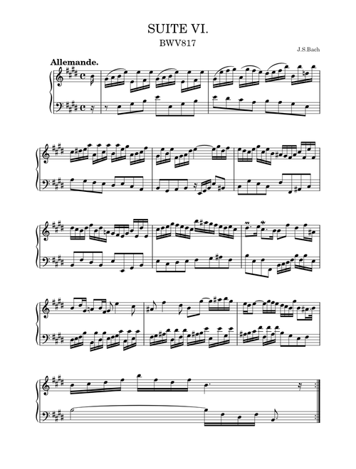 French Suite No.6 in E major, BWV817 – J.S.Bach