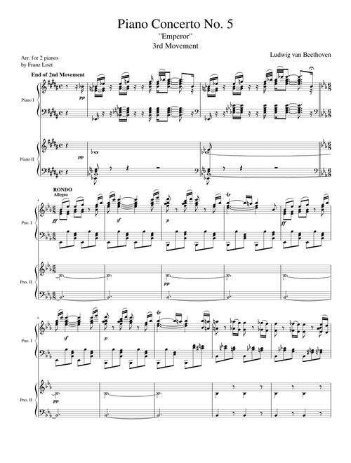 Beethoven Piano Concerto No. 5 (3rd Movement) Arr. for 2 pianos