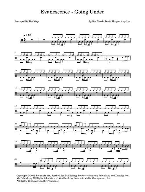 Going Under (Arr. The Ninja) - Evanescence (Drums)