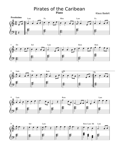 Pirates of the Caribean (Piano)