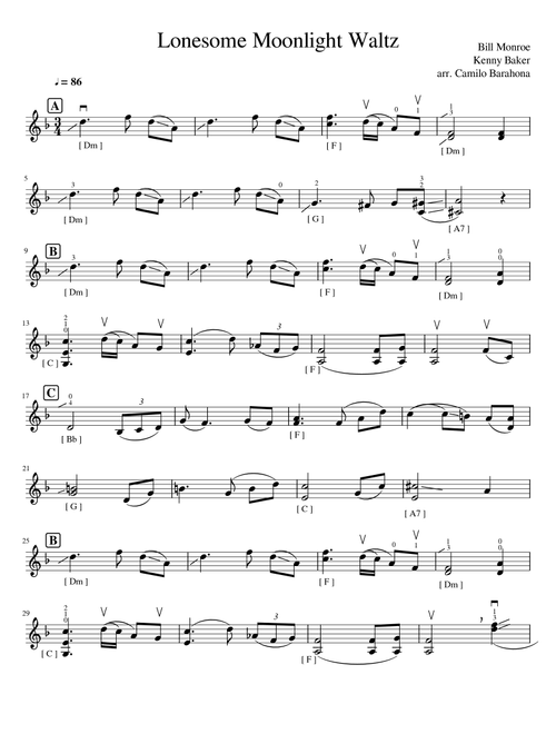 Lonesome Moonlight Waltz (Arr. Camilo Barahona) - Bill Monroe (Violin Solo)