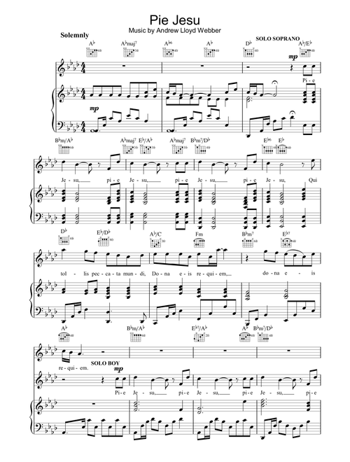 Pie Jesu - The Choirboys, Andrew Lloyd Webber (Piano-Vocal-Guitar (Piano Accompaniment))