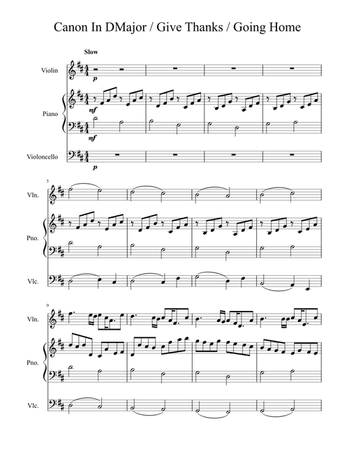 Canon In D/Give Thanks/Going Home