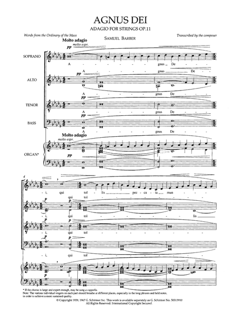 Agnus Dei - Samuel Barber (Choral, SATB divisi)