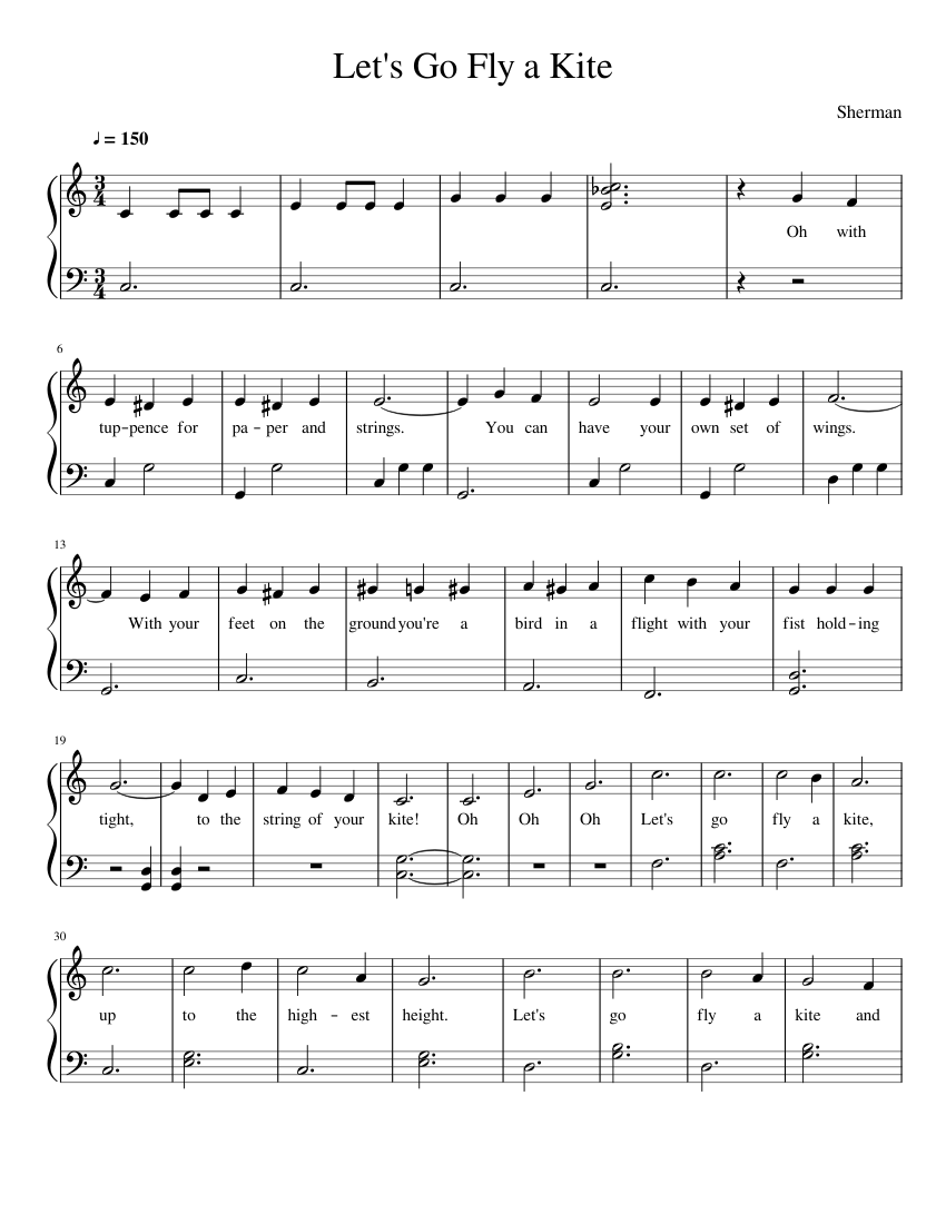 Let s Go Fly a Kite Sheet music for Piano (Solo)