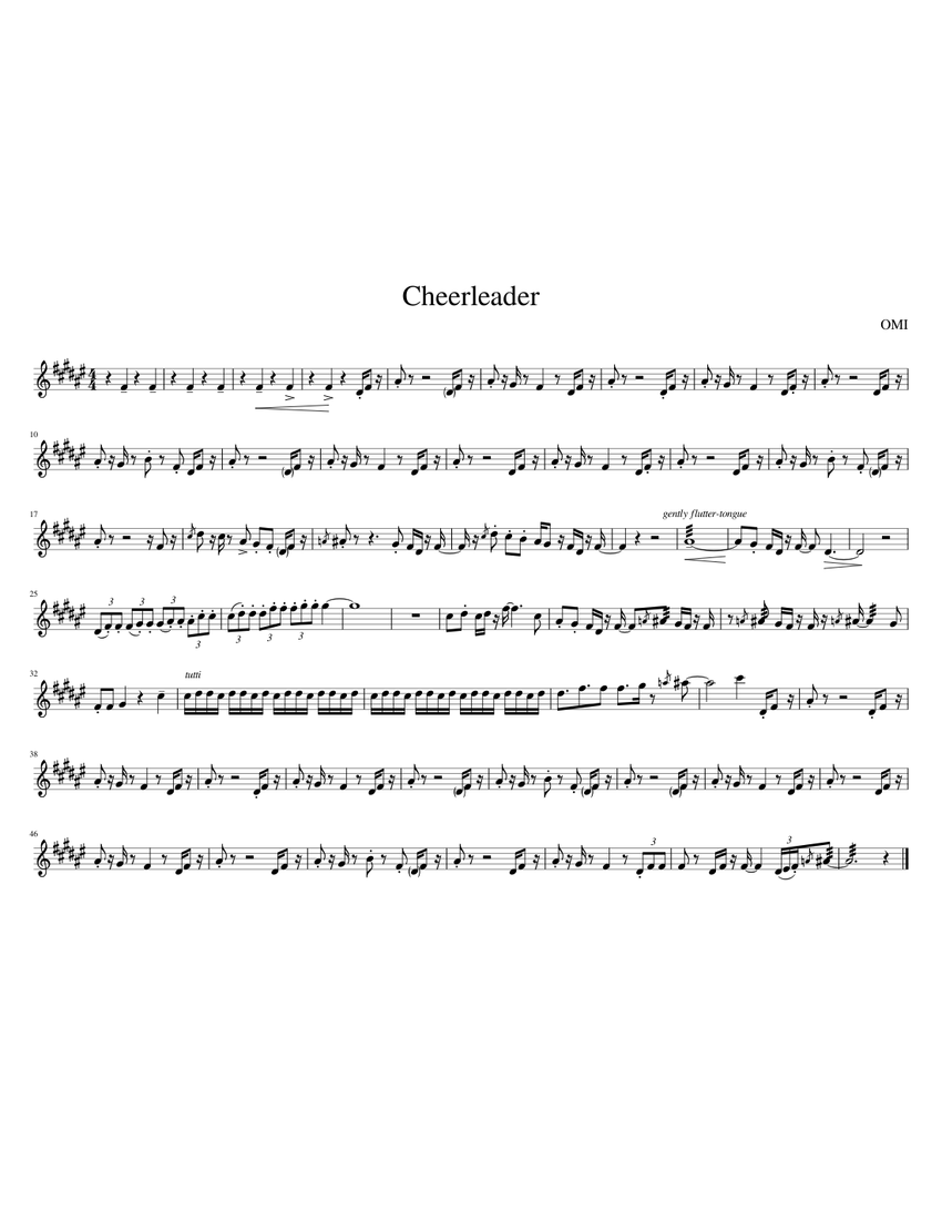 Cheerleader OMI Sheet Music for Trumpet in bflat (Solo)