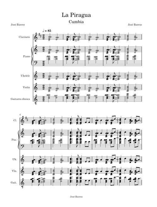 La Piragua – Jose Barros La Piragua - José Barros ( Cancion con Guitarra, Ukelele, Violín, Piano y Clarinete).