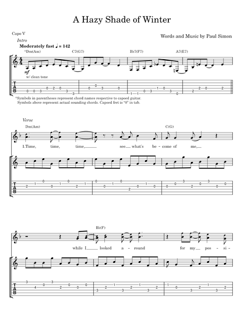 A Hazy Shade Of Winter - Paul Simon