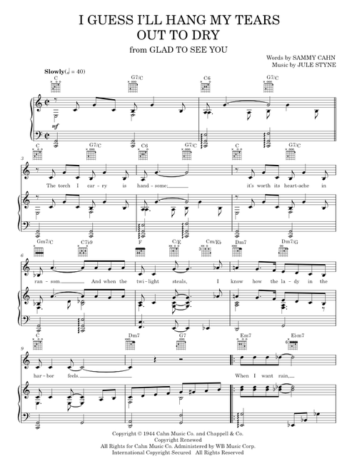 I Guess I'll Hang My Tears Out To Dry - Dexter Gordon (Piano-Vocal-Guitar)