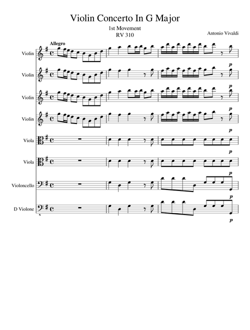 Violin Concerto In G Major