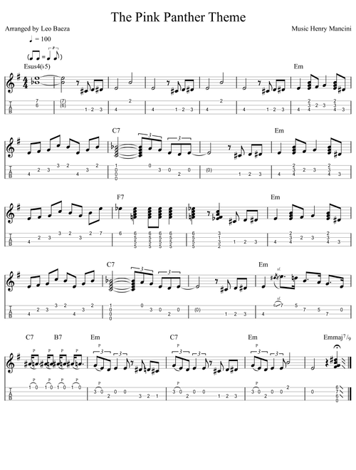 The Pink Panther (Arr. Leo Baeza) - 100 Ans De Musiques De Films (Ukulele)