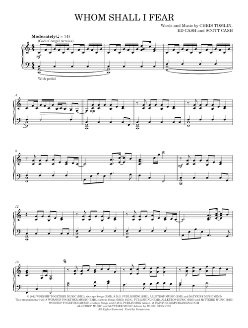 Whom Shall I Fear (God Of Angel Armies) - Chris Tomlin, Scott Cash (Piano Solo)