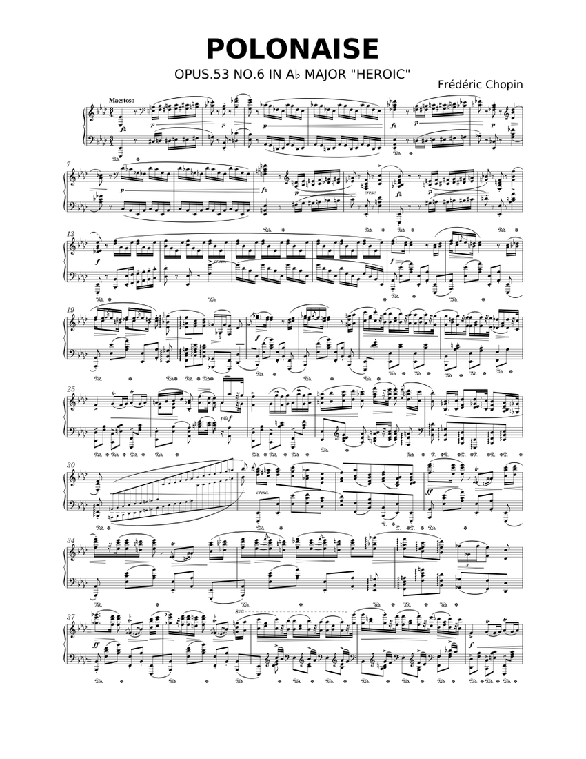 Polonaise in A-flat major, Op.53 – Frédéric Chopin Sheet music for Piano (Solo) | Musescore.com