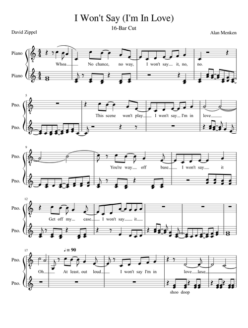 I Won't Say I'm in Love (16 Bar Cut)