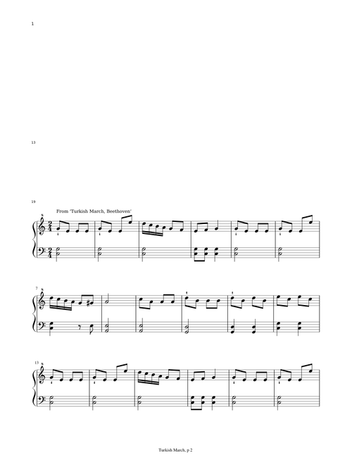Turkish March, Beethoven, easy piano