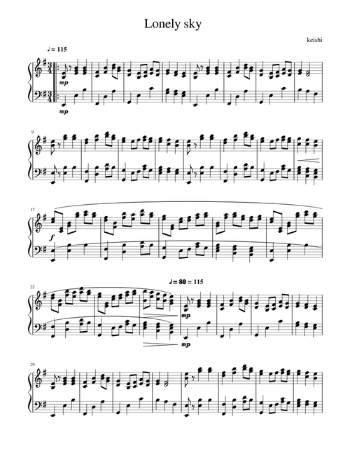Lonely sky(piano solo)