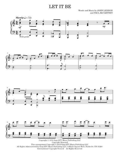 Let It Be - John Lennon, Paul McCartney, The Beatles (Piano Solo)