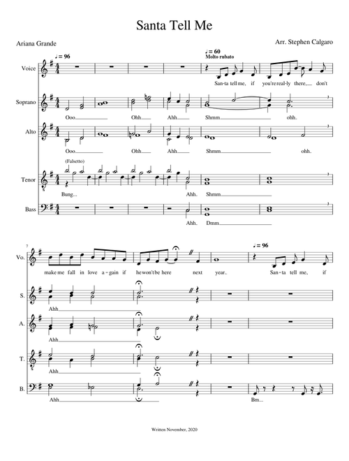 Santa Tell Me - Ariana Grande (SATB A Cappella)