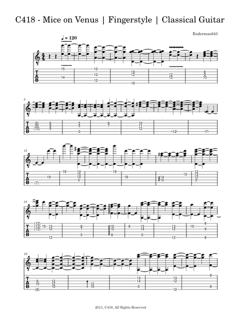 Mice on Venus – C418 | Fingerstyle | Classical Guitar