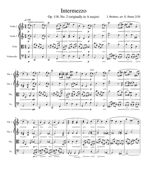 Intermezzo In A Major, Op 118, No. 2 – Johannes Brahms