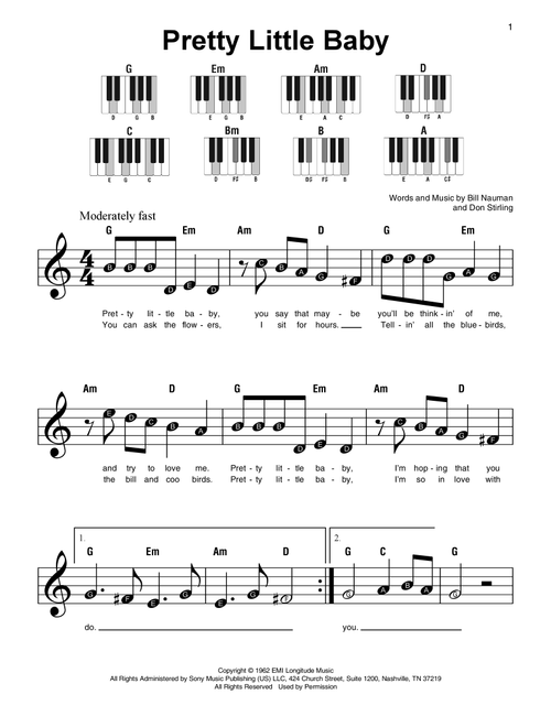 Pretty Little Baby - Connie Francis (Super Easy Piano)