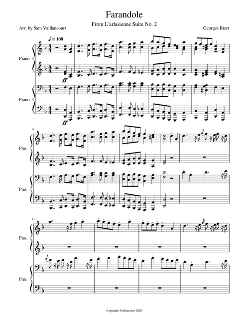 Farandole  – Georges Bizet 4 hands