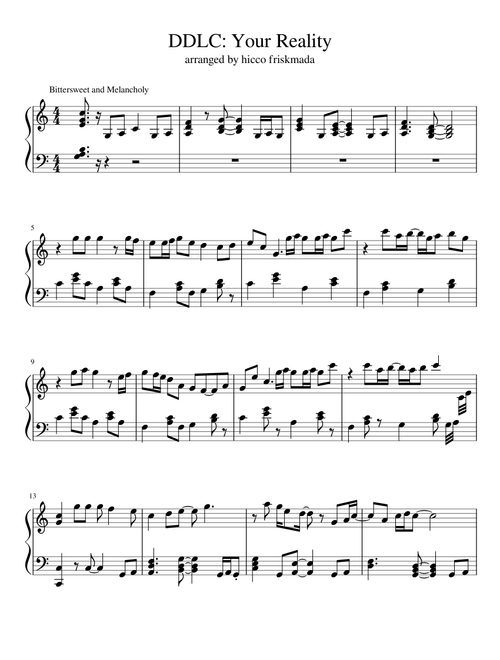 DDLC: Your Reality(piano transcription)